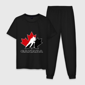 Мужская пижама хлопок с принтом Canada в Петрозаводске, 100% хлопок | брюки и футболка прямого кроя, без карманов, на брюках мягкая резинка на поясе и по низу штанин
 | canada | hockey | nhl | канада | лига | нхл | хокей | хокейнаялига | хоккей | хоккейная лига