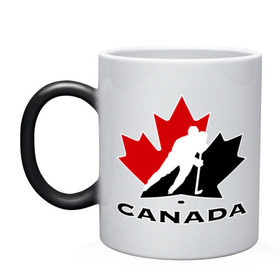 Кружка хамелеон с принтом Canada в Петрозаводске, керамика | меняет цвет при нагревании, емкость 330 мл | canada | hockey | nhl | канада | лига | нхл | хокей | хокейнаялига | хоккей | хоккейная лига