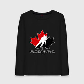 Женский лонгслив хлопок с принтом Canada в Петрозаводске, 100% хлопок |  | canada | hockey | nhl | канада | лига | нхл | хокей | хокейнаялига | хоккей | хоккейная лига