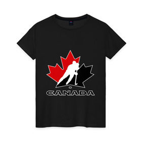 Женская футболка хлопок с принтом Canada в Петрозаводске, 100% хлопок | прямой крой, круглый вырез горловины, длина до линии бедер, слегка спущенное плечо | canada | hockey | nhl | канада | лига | нхл | хокей | хокейнаялига | хоккей | хоккейная лига