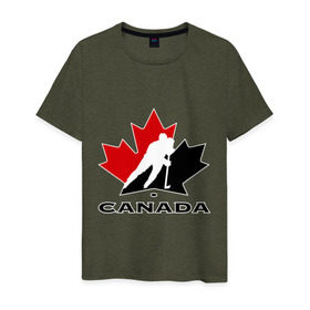 Мужская футболка хлопок с принтом Canada в Петрозаводске, 100% хлопок | прямой крой, круглый вырез горловины, длина до линии бедер, слегка спущенное плечо. | canada | hockey | nhl | канада | лига | нхл | хокей | хокейнаялига | хоккей | хоккейная лига