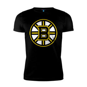 Мужская футболка премиум с принтом Boston Bruins в Петрозаводске, 92% хлопок, 8% лайкра | приталенный силуэт, круглый вырез ворота, длина до линии бедра, короткий рукав | Тематика изображения на принте: нхл | хоккейная лига