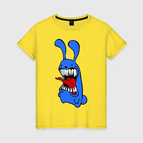 Женская футболка хлопок с принтом Злой заяц в Петрозаводске, 100% хлопок | прямой крой, круглый вырез горловины, длина до линии бедер, слегка спущенное плечо | злой заяц | монстры