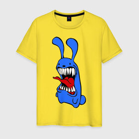 Мужская футболка хлопок с принтом Злой заяц в Петрозаводске, 100% хлопок | прямой крой, круглый вырез горловины, длина до линии бедер, слегка спущенное плечо. | злой заяц | монстры