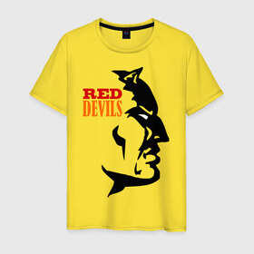 Мужская футболка хлопок с принтом Красные дьяволы в Петрозаводске, 100% хлопок | прямой крой, круглый вырез горловины, длина до линии бедер, слегка спущенное плечо. | 