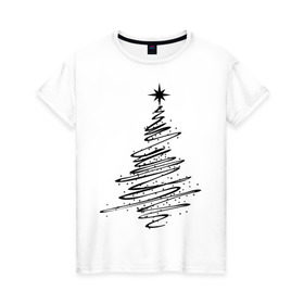 Женская футболка хлопок с принтом Ёлка (2) в Петрозаводске, 100% хлопок | прямой крой, круглый вырез горловины, длина до линии бедер, слегка спущенное плечо | new year | ёлка | нг | новогоднее дерево | новый год