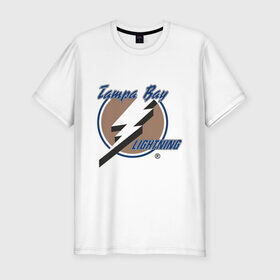 Мужская футболка премиум с принтом Tampa Bay в Петрозаводске, 92% хлопок, 8% лайкра | приталенный силуэт, круглый вырез ворота, длина до линии бедра, короткий рукав | hockey | nhl | tampa bay | национальная лига | нхл | тампа бэй | хокей | хоккей