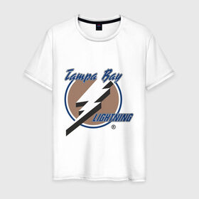 Мужская футболка хлопок с принтом Tampa Bay в Петрозаводске, 100% хлопок | прямой крой, круглый вырез горловины, длина до линии бедер, слегка спущенное плечо. | hockey | nhl | tampa bay | национальная лига | нхл | тампа бэй | хокей | хоккей