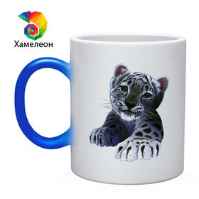 Кружка хамелеон с принтом Тигренок в Петрозаводске, керамика | меняет цвет при нагревании, емкость 330 мл | детеныш тигра | кошачьи | маленький тигр | тигр | тигренок | хищник