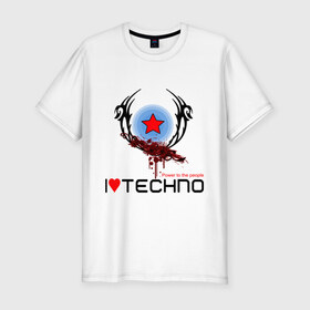 Мужская футболка премиум с принтом I love techno (4) в Петрозаводске, 92% хлопок, 8% лайкра | приталенный силуэт, круглый вырез ворота, длина до линии бедра, короткий рукав | Тематика изображения на принте: love techno | techno | люблю техно | техно | я люблю | я люблю техно