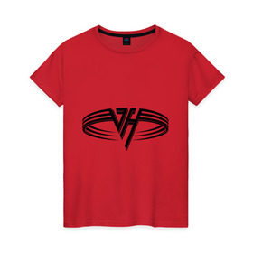 Женская футболка хлопок с принтом Van Halen в Петрозаводске, 100% хлопок | прямой крой, круглый вырез горловины, длина до линии бедер, слегка спущенное плечо | halen | rock | van | ван хален