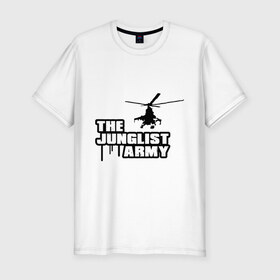 Мужская футболка премиум с принтом The Junglist Army в Петрозаводске, 92% хлопок, 8% лайкра | приталенный силуэт, круглый вырез ворота, длина до линии бедра, короткий рукав | junglist army | рок | электро | электронная музыка