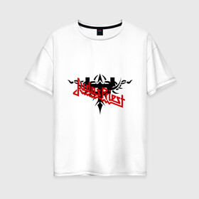 Женская футболка хлопок Oversize с принтом Judas Priest в Петрозаводске, 100% хлопок | свободный крой, круглый ворот, спущенный рукав, длина до линии бедер
 | heavy metal | metal | rock | trash metal | метал | панки | рок | трэш метал | хеви метал