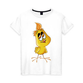 Женская футболка хлопок с принтом Цыпленок-девочка в Петрозаводске, 100% хлопок | прямой крой, круглый вырез горловины, длина до линии бедер, слегка спущенное плечо | мальчик | цыпа | цыпленок