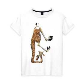 Женская футболка хлопок с принтом Мадагаскар (10) в Петрозаводске, 100% хлопок | прямой крой, круглый вырез горловины, длина до линии бедер, слегка спущенное плечо | madagascar | жираф | мадагаскар