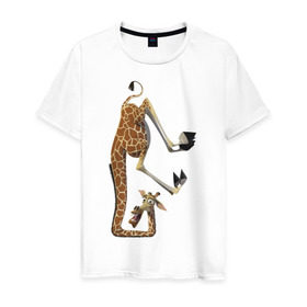 Мужская футболка хлопок с принтом Мадагаскар (10) в Петрозаводске, 100% хлопок | прямой крой, круглый вырез горловины, длина до линии бедер, слегка спущенное плечо. | madagascar | жираф | мадагаскар