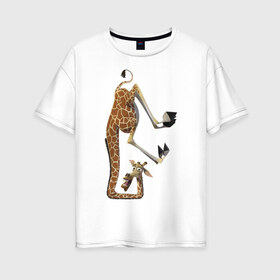 Женская футболка хлопок Oversize с принтом Мадагаскар (10) в Петрозаводске, 100% хлопок | свободный крой, круглый ворот, спущенный рукав, длина до линии бедер
 | madagascar | жираф | мадагаскар