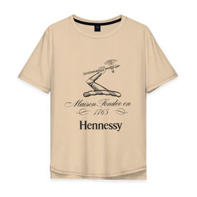 Мужская футболка хлопок Oversize с принтом Hennessy в Петрозаводске, 100% хлопок | свободный крой, круглый ворот, “спинка” длиннее передней части | cognac | hennessy | бар | бармен | коньяк | хеннесси