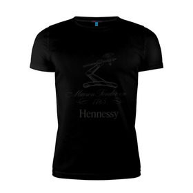 Мужская футболка премиум с принтом Hennessy в Петрозаводске, 92% хлопок, 8% лайкра | приталенный силуэт, круглый вырез ворота, длина до линии бедра, короткий рукав | Тематика изображения на принте: cognac | hennessy | бар | бармен | коньяк | хеннесси