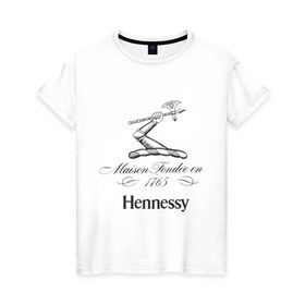Женская футболка хлопок с принтом Hennessy в Петрозаводске, 100% хлопок | прямой крой, круглый вырез горловины, длина до линии бедер, слегка спущенное плечо | cognac | hennessy | бар | бармен | коньяк | хеннесси