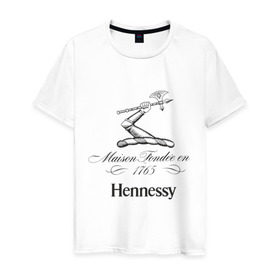 Мужская футболка хлопок с принтом Hennessy в Петрозаводске, 100% хлопок | прямой крой, круглый вырез горловины, длина до линии бедер, слегка спущенное плечо. | cognac | hennessy | бар | бармен | коньяк | хеннесси