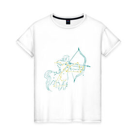 Женская футболка хлопок с принтом Стрелец-Зодиак в Петрозаводске, 100% хлопок | прямой крой, круглый вырез горловины, длина до линии бедер, слегка спущенное плечо | 