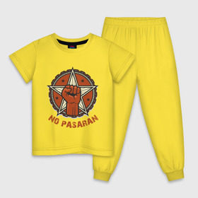 Детская пижама хлопок с принтом No Pasaran в Петрозаводске, 100% хлопок |  брюки и футболка прямого кроя, без карманов, на брюках мягкая резинка на поясе и по низу штанин
 | cuba | no pasaran | гевара | куба | но пасаран | революция | свобода | че