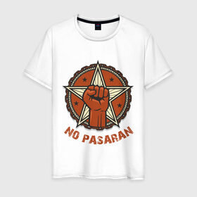 Мужская футболка хлопок с принтом No Pasaran в Петрозаводске, 100% хлопок | прямой крой, круглый вырез горловины, длина до линии бедер, слегка спущенное плечо. | cuba | no pasaran | гевара | куба | но пасаран | революция | свобода | че