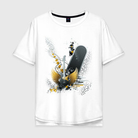 Мужская футболка хлопок Oversize с принтом Guitar (3) в Петрозаводске, 100% хлопок | свободный крой, круглый ворот, “спинка” длиннее передней части | гитара | крылья