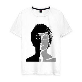 Мужская футболка хлопок с принтом Джон Леннон в Петрозаводске, 100% хлопок | прямой крой, круглый вырез горловины, длина до линии бедер, слегка спущенное плечо. | 