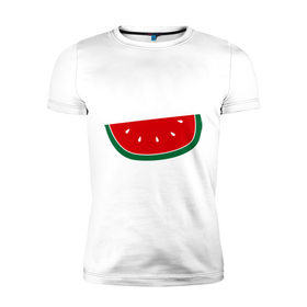 Мужская футболка премиум с принтом Watermelon в Петрозаводске, 92% хлопок, 8% лайкра | приталенный силуэт, круглый вырез ворота, длина до линии бедра, короткий рукав | watermelon | арбуз | долька арбуза | фрукт | ягода