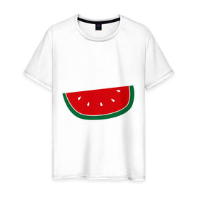 Мужская футболка хлопок с принтом Watermelon в Петрозаводске, 100% хлопок | прямой крой, круглый вырез горловины, длина до линии бедер, слегка спущенное плечо. | watermelon | арбуз | долька арбуза | фрукт | ягода