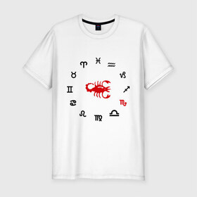 Мужская футболка премиум с принтом Скорпион (5) в Петрозаводске, 92% хлопок, 8% лайкра | приталенный силуэт, круглый вырез ворота, длина до линии бедра, короткий рукав | zodiac | гороскоп | знак зодиака | знаки зодиака | скрпион