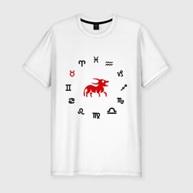 Мужская футболка премиум с принтом Телец(5) в Петрозаводске, 92% хлопок, 8% лайкра | приталенный силуэт, круглый вырез ворота, длина до линии бедра, короткий рукав | zodiac | гороскоп | знак зодиака | знаки зодиака | телец