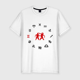Мужская футболка премиум с принтом Близнецы(5) в Петрозаводске, 92% хлопок, 8% лайкра | приталенный силуэт, круглый вырез ворота, длина до линии бедра, короткий рукав | zodiac | близнецы | гороскоп | знаки зодиака