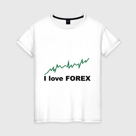 Женская футболка хлопок с принтом Я люблю Форекс в Петрозаводске, 100% хлопок | прямой крой, круглый вырез горловины, длина до линии бедер, слегка спущенное плечо | forex | биржа | график | котировки | торговля | трейдер