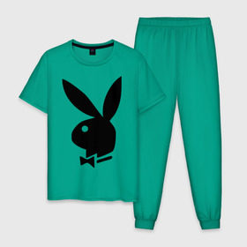 Мужская пижама хлопок с принтом Playboy в Петрозаводске, 100% хлопок | брюки и футболка прямого кроя, без карманов, на брюках мягкая резинка на поясе и по низу штанин
 | кролик | плейбой