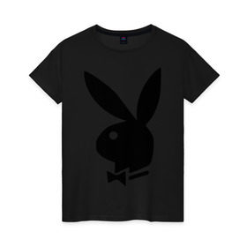 Женская футболка хлопок с принтом Playboy в Петрозаводске, 100% хлопок | прямой крой, круглый вырез горловины, длина до линии бедер, слегка спущенное плечо | кролик | плейбой