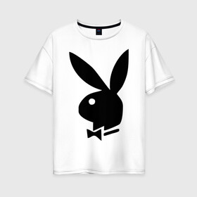 Женская футболка хлопок Oversize с принтом Playboy в Петрозаводске, 100% хлопок | свободный крой, круглый ворот, спущенный рукав, длина до линии бедер
 | кролик | плейбой