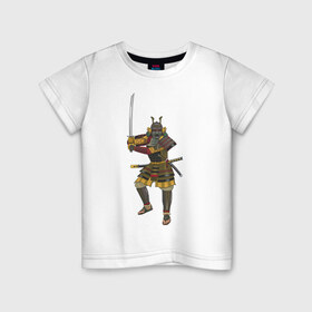 Детская футболка хлопок с принтом Samuray в Петрозаводске, 100% хлопок | круглый вырез горловины, полуприлегающий силуэт, длина до линии бедер | Тематика изображения на принте: samuray | воин | древний восток | самурай