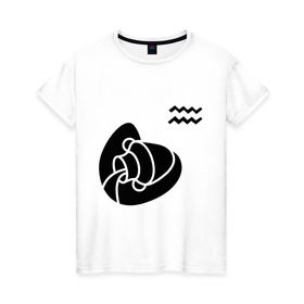 Женская футболка хлопок с принтом Водолей(6) в Петрозаводске, 100% хлопок | прямой крой, круглый вырез горловины, длина до линии бедер, слегка спущенное плечо | zodiac | водолей | гороскоп | знак зодиака | знаки зодиака