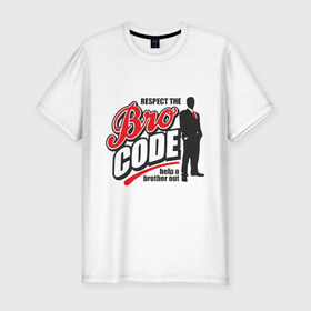 Мужская футболка премиум с принтом Кодекс Братана в Петрозаводске, 92% хлопок, 8% лайкра | приталенный силуэт, круглый вырез ворота, длина до линии бедра, короткий рукав | bro code | братан | кодекс братана