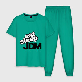 Мужская пижама хлопок с принтом Eat sleep jdm в Петрозаводске, 100% хлопок | брюки и футболка прямого кроя, без карманов, на брюках мягкая резинка на поясе и по низу штанин
 | Тематика изображения на принте: domestic | eat sleep jdm | japanese | japanese domestic market | jdm style | market