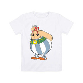 Детская футболка хлопок с принтом Обеликс в Петрозаводске, 100% хлопок | круглый вырез горловины, полуприлегающий силуэт, длина до линии бедер | астерикс | астерикс и обеликс | обеликс