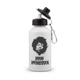 Бутылка спортивная с принтом Jimi Hendrix в Петрозаводске, металл | емкость — 500 мл, в комплекте две пластиковые крышки и карабин для крепления | Тематика изображения на принте: 60е | гитарист | джими хендрикс | джимми хендрикс | ретро | рок