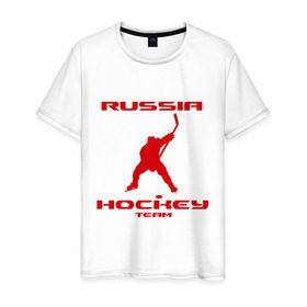 Мужская футболка хлопок с принтом Хоккей (13) в Петрозаводске, 100% хлопок | прямой крой, круглый вырез горловины, длина до линии бедер, слегка спущенное плечо. | hockey | nhl | лига | нхл | россия | хокей | хоккей