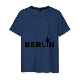 Мужская футболка хлопок с принтом Берлин (2) в Петрозаводске, 100% хлопок | прямой крой, круглый вырез горловины, длина до линии бедер, слегка спущенное плечо. | Тематика изображения на принте: berlin | берлин | германия