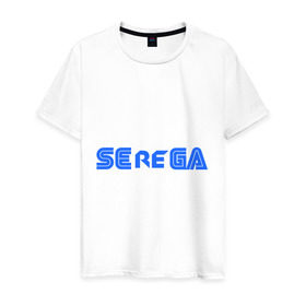 Мужская футболка хлопок с принтом Serega в Петрозаводске, 100% хлопок | прямой крой, круглый вырез горловины, длина до линии бедер, слегка спущенное плечо. | sega | приставки | серега