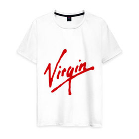 Мужская футболка хлопок с принтом Virgin в Петрозаводске, 100% хлопок | прямой крой, круглый вырез горловины, длина до линии бедер, слегка спущенное плечо. | антибренд | бренд | компания | корпорация | логотип | ричард брэнсон