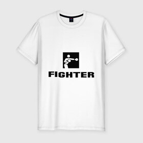 Мужская футболка премиум с принтом Fighter в Петрозаводске, 92% хлопок, 8% лайкра | приталенный силуэт, круглый вырез ворота, длина до линии бедра, короткий рукав | m 1 | mix fighter | боец | бои без правил | м 1 | м1 | микс файт | реслинг | рестлинг | файтер